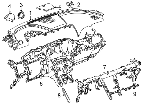 2014 Chevrolet Impala Cluster & Switches, Instrument Panel Defroster Grille Diagram for 23469582