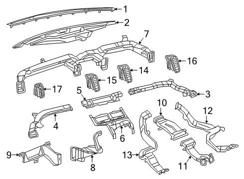 2020 Ram 2500 Ducts Air Conditioning & Heater Diagram for 5YK051X7AD