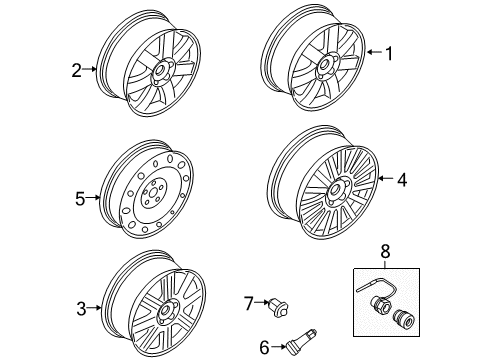 2007 Mercury Montego Wheels Wheel Diagram for 7G1Z-1007-A
