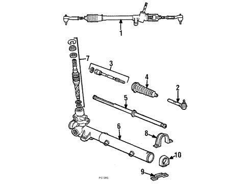 1984 Dodge Aries Steering Column & Wheel, Steering Gear & Linkage BUSHING-Rack & PINION Gear Mounting-Rt Diagram for 5205227