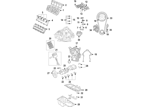 2018 Dodge Challenger Engine Parts, Mounts, Cylinder Head & Valves, Camshaft & Timing, Oil Pan, Oil Pump, Crankshaft & Bearings, Pistons, Rings & Bearings, Variable Valve Timing Cover-Cylinder Head Diagram for 5038842AC