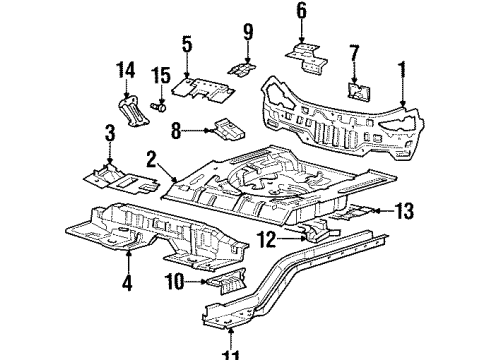 2001 Hyundai Tiburon Rear Body Panel, Floor & Rails Bolt Diagram for 11293-08163