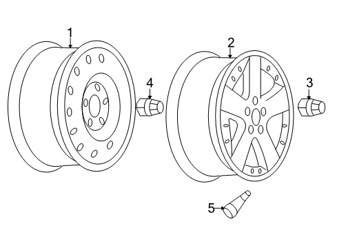 2005 Pontiac Montana Wheels, Covers & Trim Wheel-17X6.5 Aluminum 52Mm Outside 115.0Mm Bellcrank *Chrome Diagram for 9595322