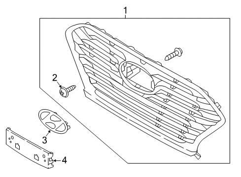 2019 Hyundai Sonata Grille & Components Front Bumper Grille License Plate Moulding Diagram for 86519-E6710