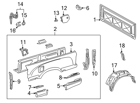 2004 Toyota Tacoma Front & Side Panels Step Panel Diagram for 65607-04010