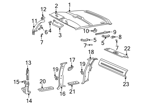 1998 GMC K2500 Interior Trim - Cab Molding Asm-Front Side Door Lock Pillar Garnish *Gray M Diagram for 15975231