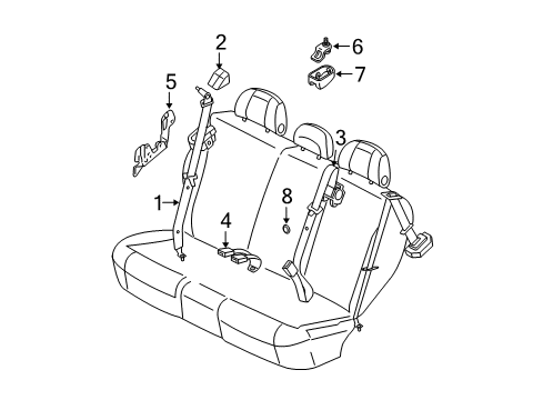 2009 Ford Escape Seat Belt Retractor Assembly Diagram for 8L8Z-78611B08-AD