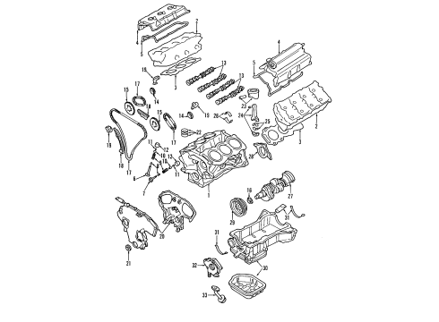 2004 Nissan Murano Engine Parts, Mounts, Cylinder Head & Valves, Camshaft & Timing, Oil Pan, Oil Pump, Crankshaft & Bearings, Pistons, Rings & Bearings Gasket Kit - Engine Repair Diagram for A0101-CA025