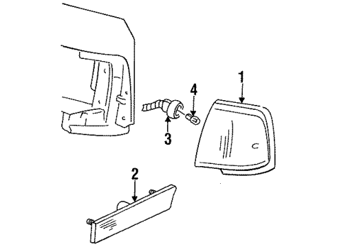 1988 Oldsmobile Cutlass Ciera Side Marker & Tail Lamps Lamp Asm-Front Side Marker Diagram for 5977861