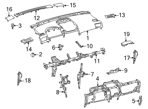 2012 Lexus HS250h Cluster & Switches, Instrument Panel Panel Sub-Assy, Instrument, Lower Diagram for 55303-75030