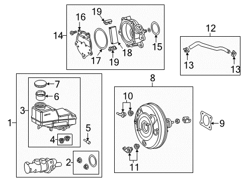 2020 Toyota C-HR Dash Panel Components Booster Assembly Diagram for 44610-F9060