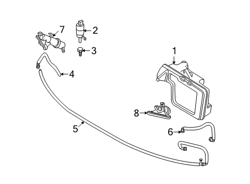 2006 BMW 550i Washer Components Reservoir Hose Diagram for 61677038417