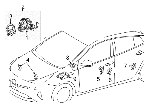 2016 Toyota Prius Air Bag Components Clock Spring Diagram for 84308-47020