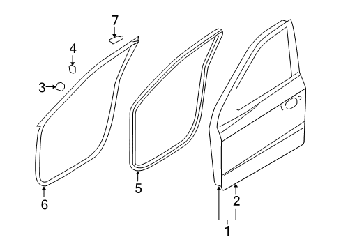 2011 Hyundai Santa Fe Front Door Front Right-Hand Door Module Panel Assembly Diagram for 82481-0W000