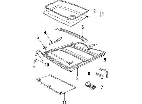 2002 Lincoln Navigator Sunroof Sunshade Diagram for YL1Z-78519A02-AAC