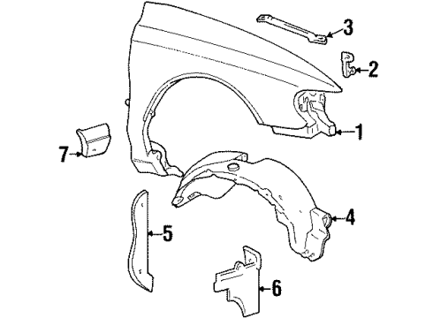 2002 Lincoln Continental Fender & Components, Exterior Moldings Shield Diagram for F5OY-16D564-A