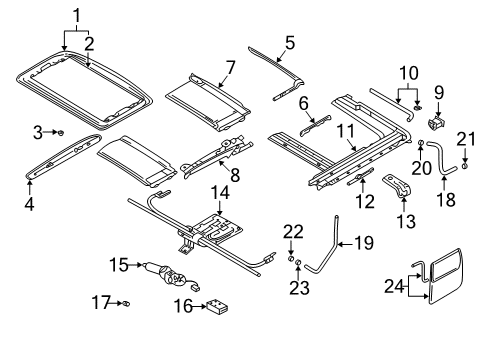 2003 Hyundai Tiburon Sunroof SUNROOF Motor Kit Assembly Diagram for 81631-2CA00