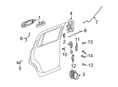 2009 Chrysler Aspen Rear Door Knob-Rear Door Inside Lock Diagram for 68045093AA