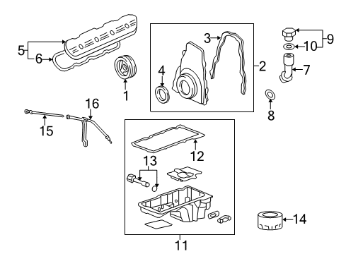 2008 GMC Yukon Filters Oil Pan Diagram for 12619011