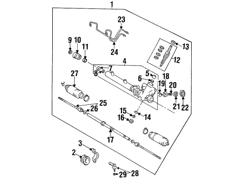 1996 Toyota Paseo Steering Column & Wheel, Steering Gear & Linkage Inner Tie Rod Diagram for 45503-19195