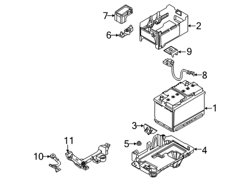2021 Kia Sorento Battery - Chassis Electrical Battery Assembly Diagram for 37110-3Q700