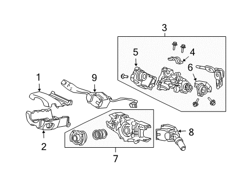 2008 Acura TL Shroud, Switches & Levers Lock Assembly, Steering Diagram for 35100-SEP-A31