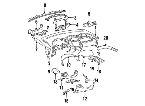 1996 Toyota Previa Instrument Gauges, Instrument Panel Finish Panel Diagram for 55420-28010-B0