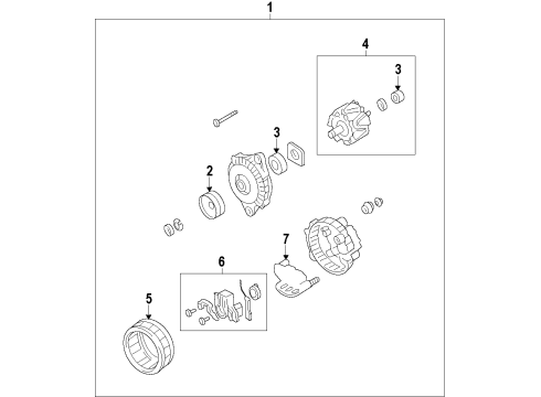 2011 Honda Fit Alternator Pulley Diagram for 31141-RB0-004