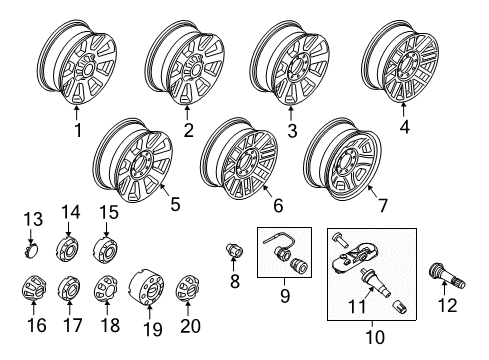 2017 Ford F-350 Super Duty Wheels Wheel, Alloy Diagram for HC3Z-1007-H