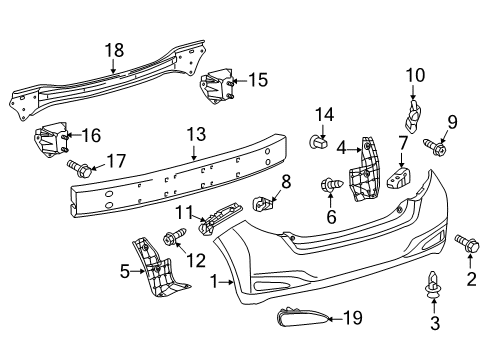 2012 Toyota Yaris Rear Bumper Bumper Cover Diagram for 52159-52966