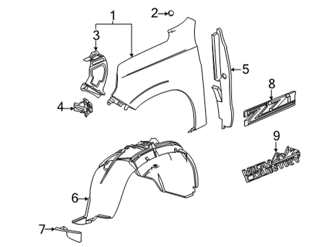 2022 Chevrolet Suburban Fender & Components Front Splash Guards in Black Diagram for 84433550