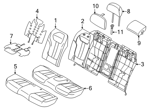 2016 BMW 750i Rear Seat Components Foam Pad Basic Backrest Left Diagram for 52207360559