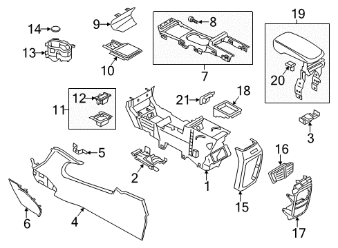 2019 Lincoln MKC Center Console Cup Holder Diagram for EJ7Z-7813562-AC