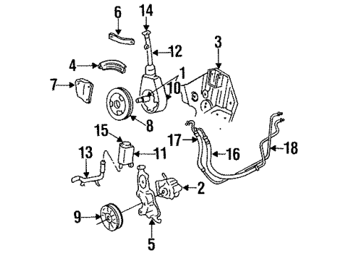 1991 Chrysler New Yorker Power Steering PULLEY Pk-Power Steering 6V RIBBED Diagram for 4713476