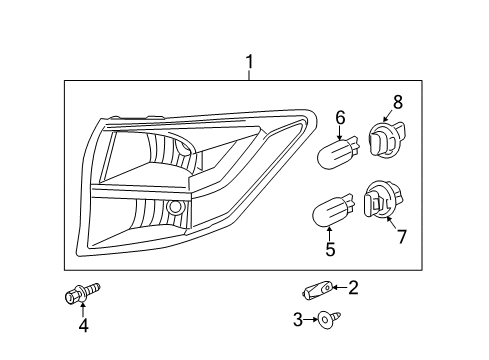 2014 Acura RDX Bulbs Taillight Assembly, Driver Side Diagram for 33550-TX4-A01