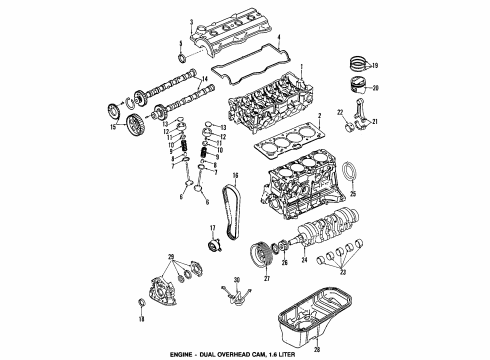 1990 Toyota Celica Engine Parts, Mounts, Cylinder Head & Valves, Camshaft & Timing, Oil Pan, Oil Pump, Crankshaft & Bearings, Pistons, Rings & Bearings Insulator, Engine Mounting, Rear Diagram for 12371-16180