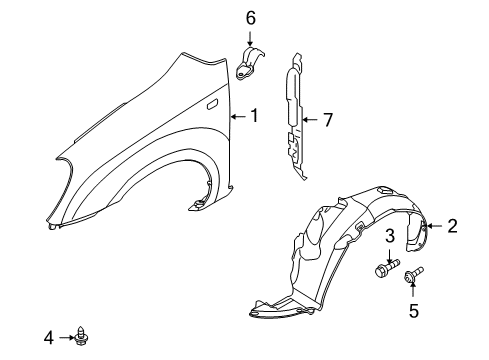2008 Kia Rondo Fender & Components Insulator-Fender, RH Diagram for 841261D000