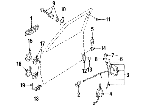 1993 Mercury Tracer Ignition Lock Hinge Diagram for F1CZ5822810A