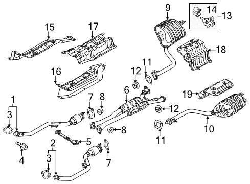 2015 Hyundai Genesis Exhaust Components Center Muffler Assembly Diagram for 28650-B1200