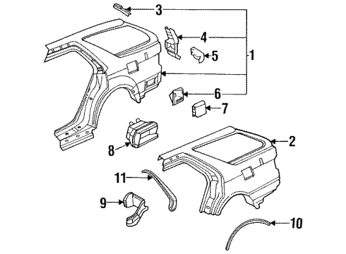 1992 Honda Accord Quarter Panel & Components, Exterior Trim Adapter, Fuel Cap Diagram for 63915-SM5-A00ZZ