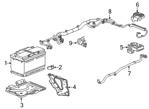 2018 Cadillac Escalade Battery Battery Tray Diagram for 23231841