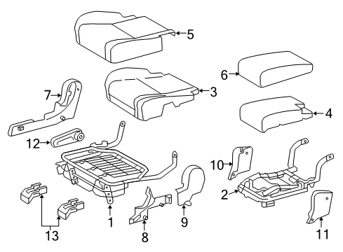 2014 Lexus RX350 Rear Seat Components Rear Seat Cushion Cover Sub-Assembly, Right (For Bench Type) Diagram for 71075-0E071-A2