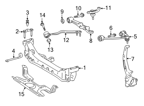 2000 Lexus LS400 Front Suspension Components, Lower Control Arm, Upper Control Arm, Ride Control, Stabilizer Bar Bolt, Front Suspension Member Mounting Diagram for 51229-50020