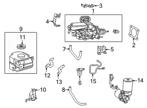 2020 Toyota Highlander Dash Panel Components Reservoir Hose Diagram for 47234-0E160