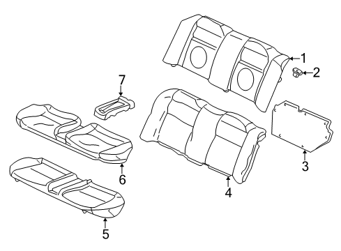 1999 Honda Civic Rear Seat Components Pad & Frame, Rear Seat Cushion Diagram for 82132-S1G-A02