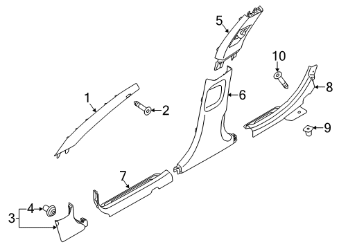 2016 Kia Cadenza Interior Trim - Pillars, Rocker & Floor Trim Assembly-Front Pillar Diagram for 858203R185TXA