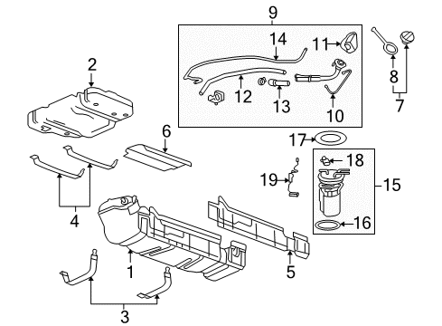 2008 GMC Yukon XL 2500 Senders Fuel Gauge Sending Unit Diagram for 19207954