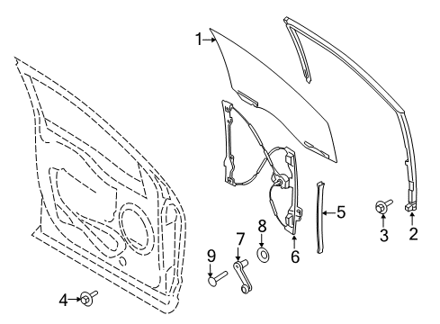 2018 Ford F-350 Super Duty Front Door Lower Guide Diagram for HC3Z-1521596-A