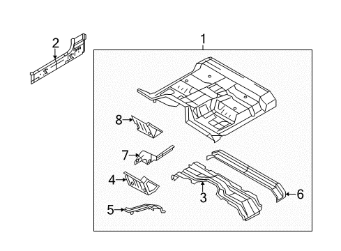 2014 Ford F-350 Super Duty Floor Floor Pan Assembly Diagram for BC3Z-2511000-A