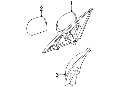 1999 Mercury Cougar Outside Mirrors Mirror Glass Diagram for F8RZ-17K707-DA